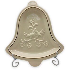Vtg Pfaltzgraff Heritage Bell Cookie Plate Ivory Embossed Doves Gold Trim USA